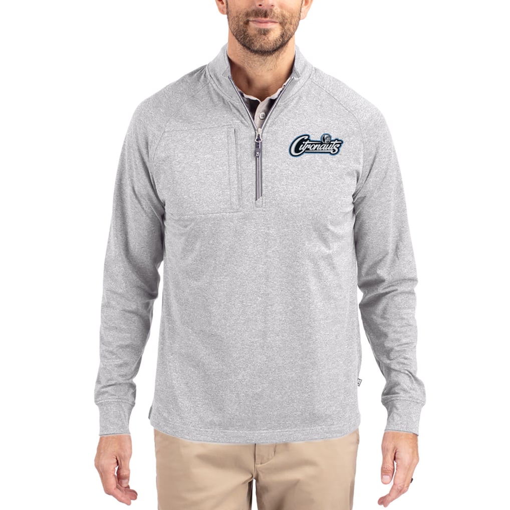  UCF Knights Cutter & Buck Women's Adapt Eco Knit Stretch Recycled DryTec Raglan Quarter-Zip Pullover - Heather Gray